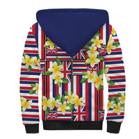 Hawaii Plumeria Lei Sherpa Hoodie Hawaiian Flag Motif