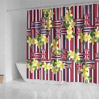 Hawaii Plumeria Lei Shower Curtain Hawaiian Flag Motif