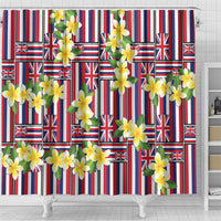 Hawaii Plumeria Lei Shower Curtain Hawaiian Flag Motif