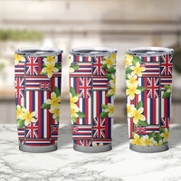 Hawaii Plumeria Lei Tumbler Cup Hawaiian Flag Motif