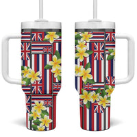 Hawaii Plumeria Lei Tumbler With Handle Hawaiian Flag Motif