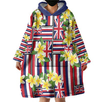 Hawaii Plumeria Lei Wearable Blanket Hoodie Hawaiian Flag Motif LT9 - Polynesian Pride