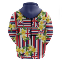 Hawaii Plumeria Lei Zip Hoodie Hawaiian Flag Motif LT9 - Polynesian Pride
