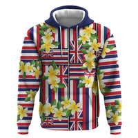 Hawaii Plumeria Lei Zip Hoodie Hawaiian Flag Motif LT9 Pullover Hoodie Red - Polynesian Pride