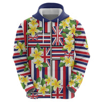 Hawaii Plumeria Lei Zip Hoodie Hawaiian Flag Motif LT9 - Polynesian Pride