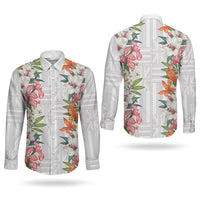 Hawaii Tropical Twist Lei Couples Matching Tank Maxi Dress and Long Sleeve Button Shirt Hawaiian Flag Motif LT9 - Polynesian Pride