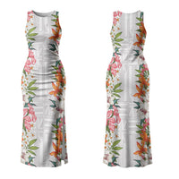 Hawaii Tropical Twist Lei Couples Matching Tank Maxi Dress and Long Sleeve Button Shirt Hawaiian Flag Motif LT9 - Polynesian Pride