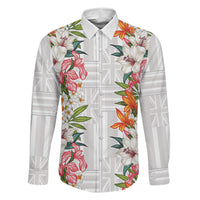 Hawaii Tropical Twist Lei Family Matching Puletasi and Hawaiian Shirt Hawaiian Flag Motif LT9 Daughter's Dress White - Polynesian Pride
