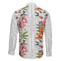 Hawaii Tropical Twist Lei Family Matching Puletasi and Hawaiian Shirt Hawaiian Flag Motif LT9 Son's Shirt White - Polynesian Pride