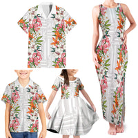 Hawaii Tropical Twist Lei Family Matching Tank Maxi Dress and Hawaiian Shirt Hawaiian Flag Motif