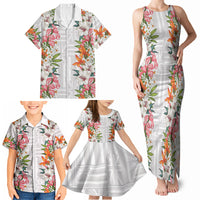 Hawaii Tropical Twist Lei Family Matching Tank Maxi Dress and Hawaiian Shirt Hawaiian Flag Motif LT9 - Polynesian Pride