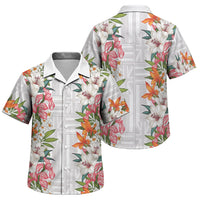 Hawaii Tropical Twist Lei Family Matching Tank Maxi Dress and Hawaiian Shirt Hawaiian Flag Motif LT9 Son's Shirt White - Polynesian Pride