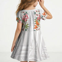 Hawaii Tropical Twist Lei Kid Short Sleeve Dress Hawaiian Flag Motif LT9 - Polynesian Pride