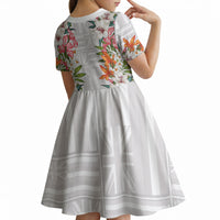 Hawaii Tropical Twist Lei Kid Short Sleeve Dress Hawaiian Flag Motif LT9 - Polynesian Pride
