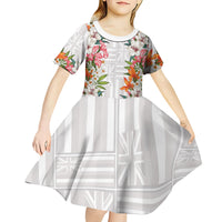 Hawaii Tropical Twist Lei Kid Short Sleeve Dress Hawaiian Flag Motif