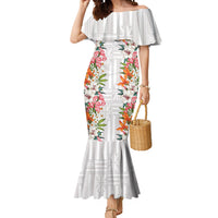 Hawaii Tropical Twist Lei Mermaid Dress Hawaiian Flag Motif LT9 Women White - Polynesian Pride