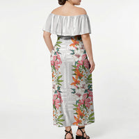 Hawaii Tropical Twist Lei Off Shoulder Maxi Dress Hawaiian Flag Motif LT9 - Polynesian Pride
