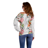 Hawaii Tropical Twist Lei Off Shoulder Sweater Hawaiian Flag Motif