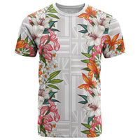 Hawaii Tropical Twist Lei T Shirt Hawaiian Flag Motif LT9 White - Polynesian Pride