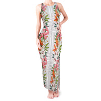 Hawaii Tropical Twist Lei Tank Maxi Dress Hawaiian Flag Motif LT9 Women White - Polynesian Pride