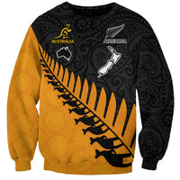 Australia Wallabies and Aotearoa Rugby Sweatshirt Kangaroo Black Fern Maori Gold Vibe LT9 Unisex Gold - Polynesian Pride