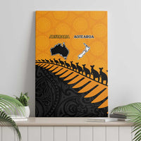 Australia New Zealand Rugby Canvas Wall Art Gold Aboriginal Wallabies and Maori Black Fern - Polynesian Pride