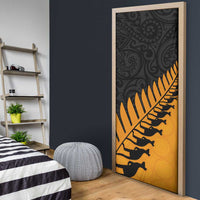 Australia New Zealand Rugby Door Cover Gold Aboriginal Wallabies and Maori Black Fern - Polynesian Pride