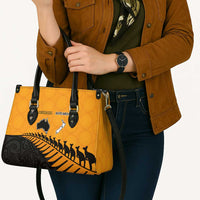 Australia New Zealand Rugby Leather Bag Gold Aboriginal Wallabies and Maori Black Fern - Polynesian Pride