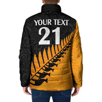 Australia New Zealand Rugby Padded Jacket Gold Aboriginal Wallabies and Maori Black Fern - Polynesian Pride
