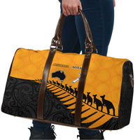 Australia New Zealand Rugby Travel Bag Gold Aboriginal Wallabies and Maori Black Fern - Polynesian Pride