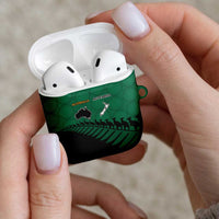 Australia New Zealand Rugby AirPods Case Green Aboriginal Wallabies and Maori Black Fern - Polynesian Pride