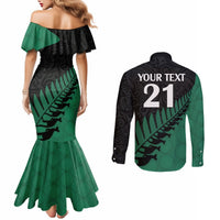 Custom Australia Wallabies and Aotearoa Rugby Couples Matching Mermaid Dress and Long Sleeve Button Shirts Kangaroo Black Fern Maori Green Vibe LT9 - Polynesian Pride