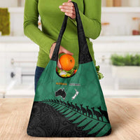 Australia New Zealand Rugby Grocery Bag Green Aboriginal Wallabies and Maori Black Fern - Polynesian Pride