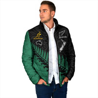 Australia New Zealand Rugby Padded Jacket Green Aboriginal Wallabies and Maori Black Fern - Polynesian Pride