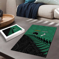 Australia New Zealand Rugby Puzzle Green Aboriginal Wallabies and Maori Black Fern - Polynesian Pride