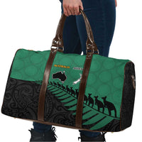 Australia New Zealand Rugby Travel Bag Green Aboriginal Wallabies and Maori Black Fern - Polynesian Pride