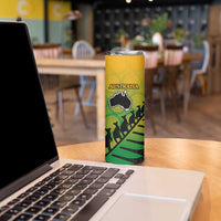 Australia New Zealand Rugby Skinny Tumbler Aboriginal Wallabies and Maori Black Fern Gradient Vibe
