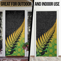 Australia New Zealand Rugby Door Cover Gradient Aboriginal Wallabies and Maori Black Fern - Polynesian Pride