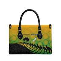 Australia New Zealand Rugby Leather Bag Gradient Aboriginal Wallabies and Maori Black Fern - Polynesian Pride