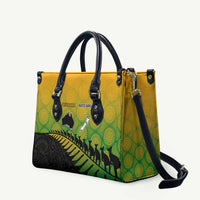 Australia New Zealand Rugby Leather Bag Gradient Aboriginal Wallabies and Maori Black Fern - Polynesian Pride