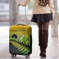 Australia New Zealand Rugby Luggage Cover Gradient Aboriginal Wallabies and Maori Black Fern - Polynesian Pride