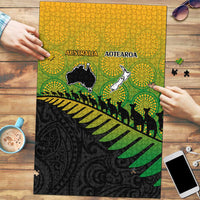 Australia New Zealand Rugby Puzzle Gradient Aboriginal Wallabies and Maori Black Fern - Polynesian Pride