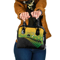 Australia New Zealand Rugby Shoulder Handbag Gradient Aboriginal Wallabies and Maori Black Fern - Polynesian Pride