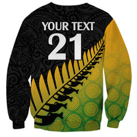 Custom Australia Wallabies and Aotearoa Rugby Sweatshirt Kangaroo Black Fern Maori Gradient Vibe LT9 - Polynesian Pride