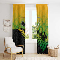 Australia New Zealand Rugby Window Curtain Gradient Aboriginal Wallabies and Maori Black Fern - Polynesian Pride