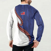 Ula Fala Red Samoa Chief Button Sweatshirt Samoan Art Black Tribal LT9 - Polynesian Pride