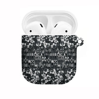 Black Hawaiian Tapa Tribal Hibiscus AirPods Case LT9 Black - Polynesian Pride