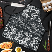Black Hawaiian Tapa Tribal Hibiscus Apron LT9 Black - Polynesian Pride