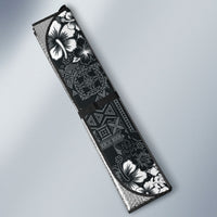 Black Hawaiian Tapa Tribal Hibiscus Auto Sun Shade LT9 - Polynesian Pride