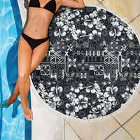 Black Hawaiian Tapa Tribal Hibiscus Beach Blanket LT9 - Polynesian Pride